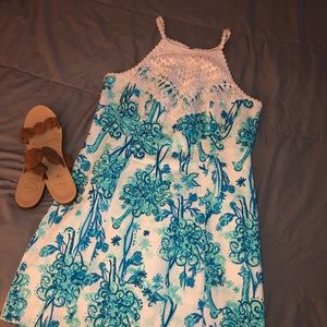 Lily Pulitzer Teal and white dress!